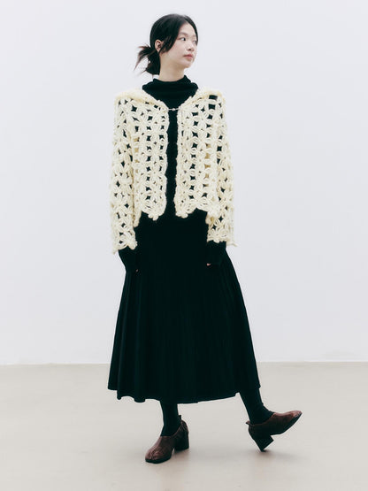 FUSSED Hollow Crochet Handmade Hooded Women&