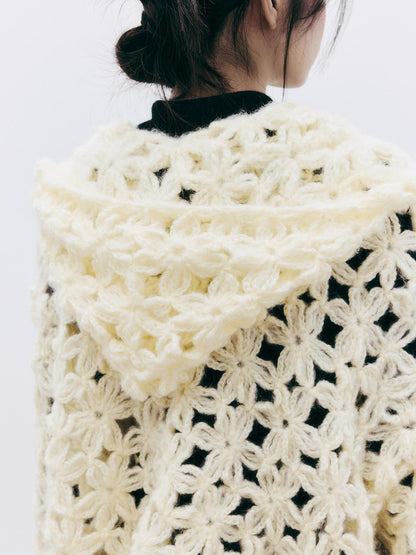 FUSSED Hollow Crochet Handmade Hooded Women&