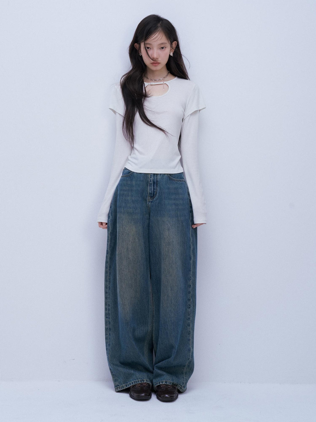 FUSSED Hollow Out Layered Look Bamboo Fiber Women&