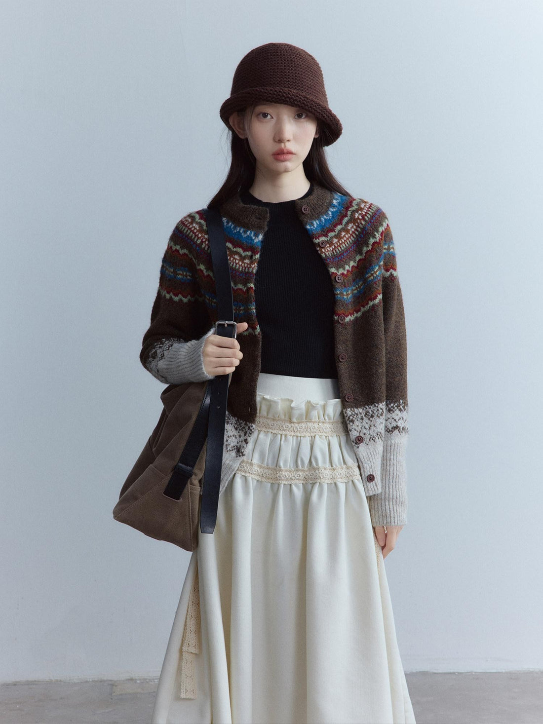 FUSSED Hot Cocoa Handwoven Sculpted Rolled Brim Vintage Women&