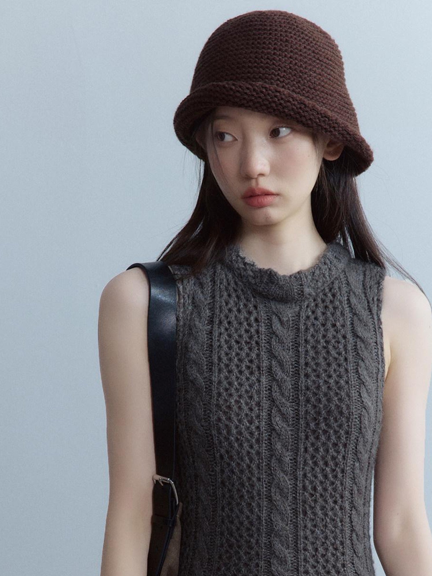 FUSSED Hot Cocoa Handwoven Sculpted Rolled Brim Vintage Women&