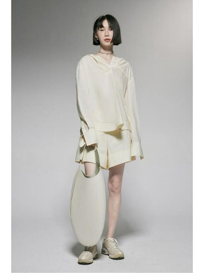 FUSSED Ivory Combed Cotton High Waist Wide Leg Loose Women&