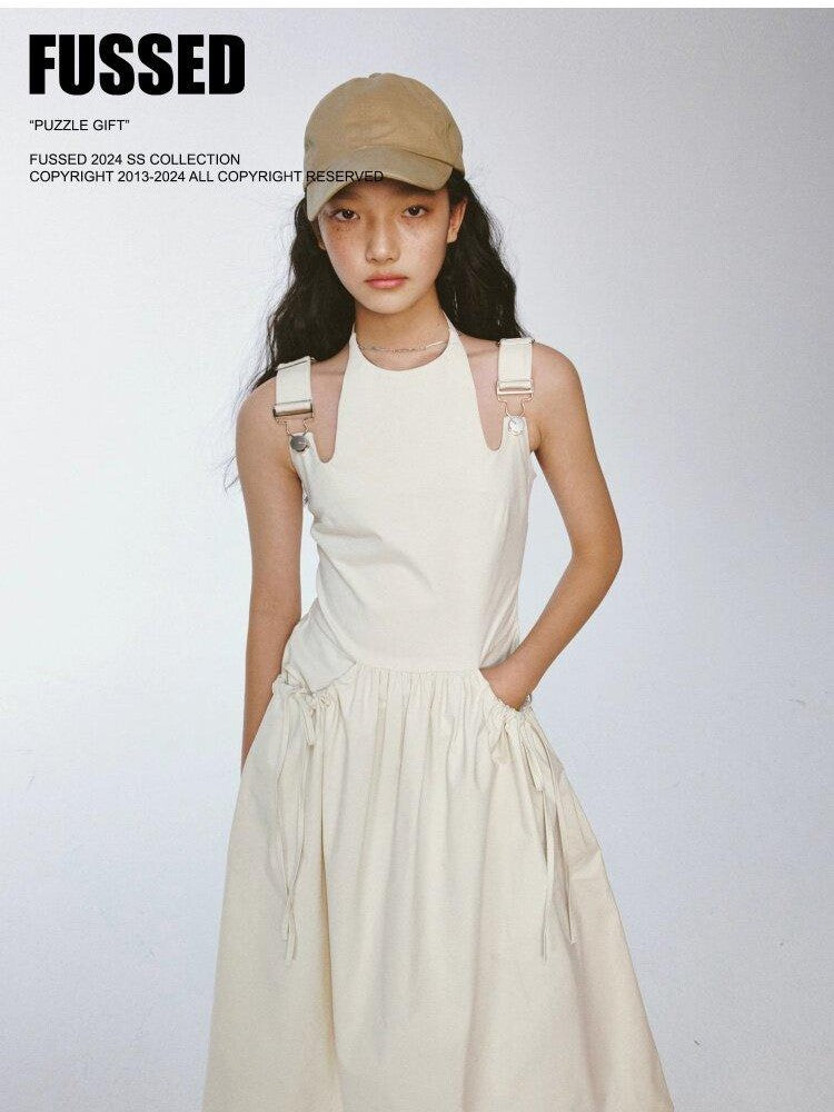 FUSSED Ivory Remade Patchwork Metal Buckle Straps Women&