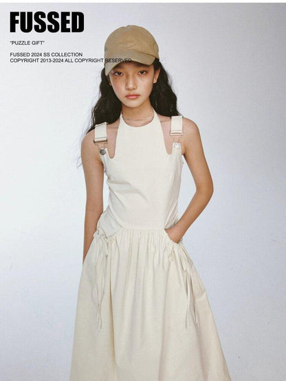 FUSSED Ivory Remade Patchwork Metal Buckle Straps Women&