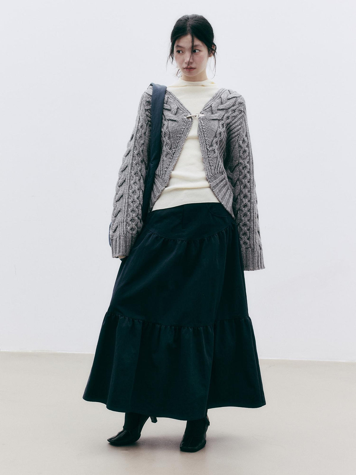 FUSSED Jacquard Hooded Wool Knit Loose Women&
