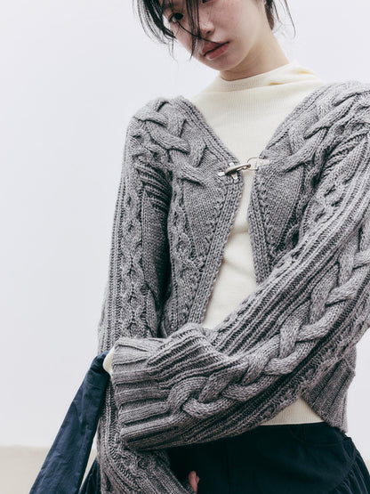 FUSSED Jacquard Hooded Wool Knit Loose Women&