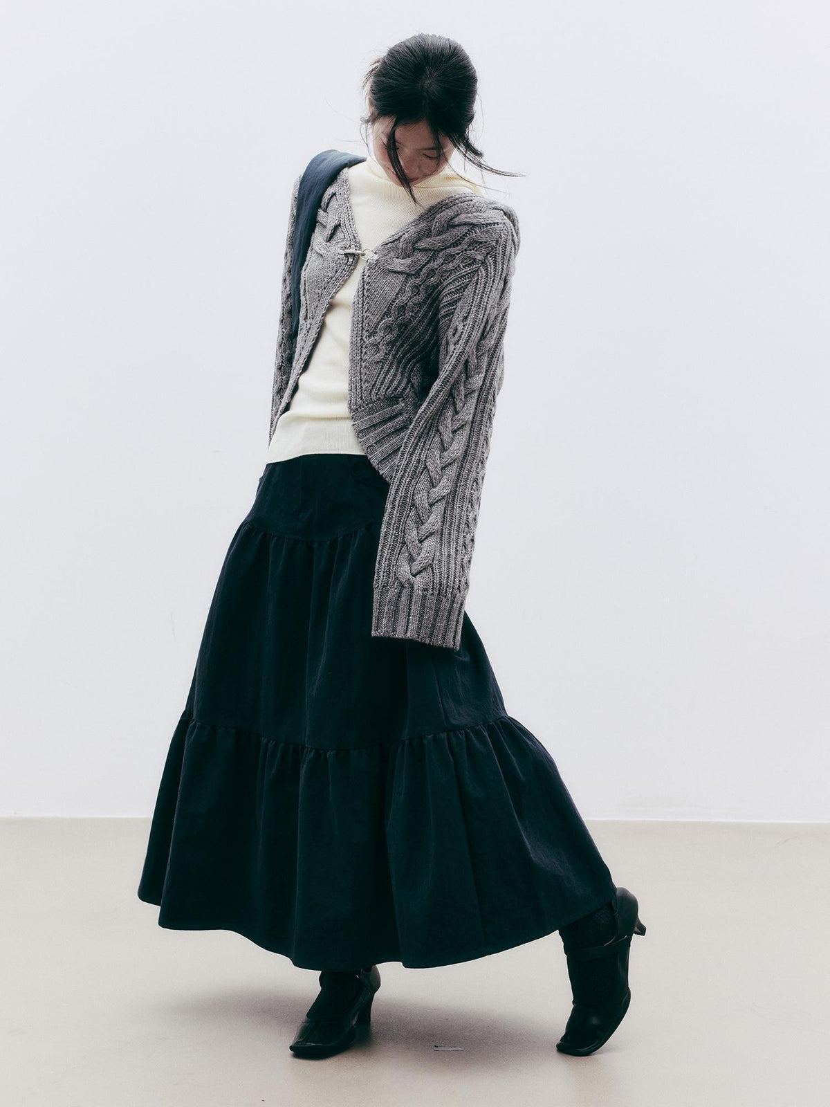 FUSSED Jacquard Hooded Wool Knit Loose Women&