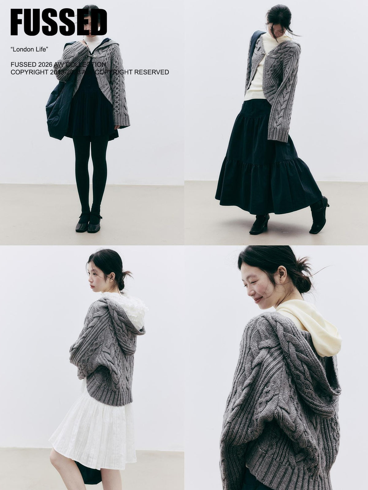 FUSSED Jacquard Hooded Wool Knit Loose Women&