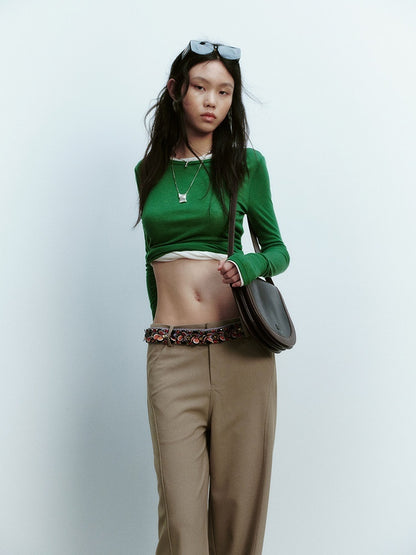FUSSED_Jungle_Green_Round_Neck_Slim_Fit_Women&