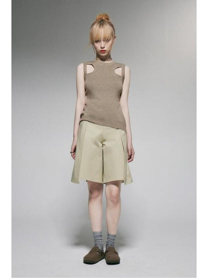 FUSSED Khaki Almond Pleated Wide Leg Women&