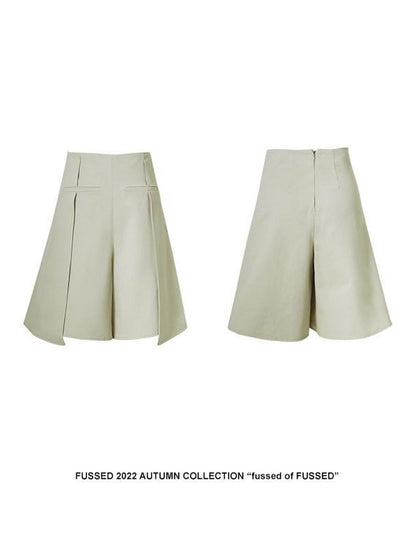FUSSED Khaki Almond Pleated Wide Leg Women&