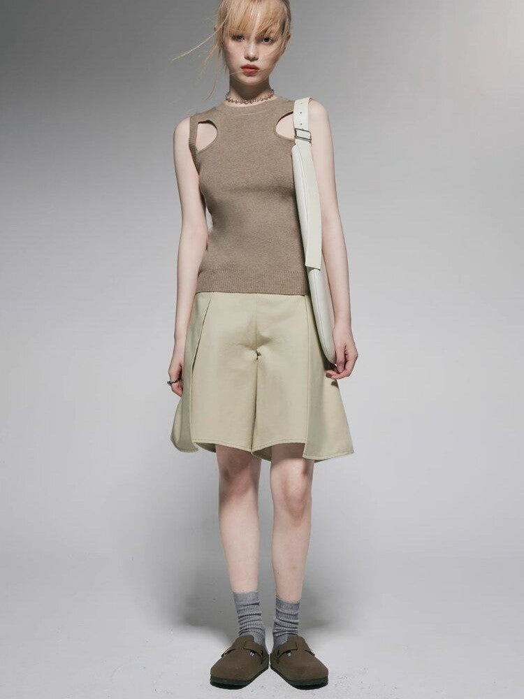 FUSSED Khaki Almond Pleated Wide Leg Women&