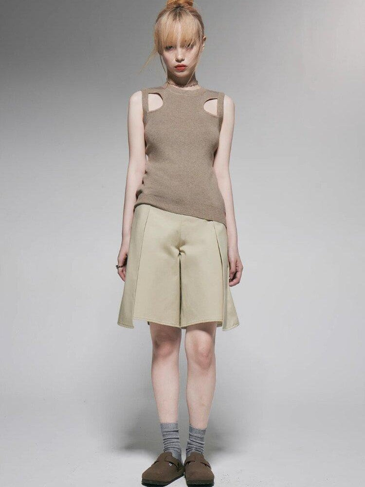 FUSSED Khaki Almond Pleated Wide Leg Women&