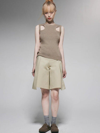 FUSSED Khaki Almond Pleated Wide Leg Women&