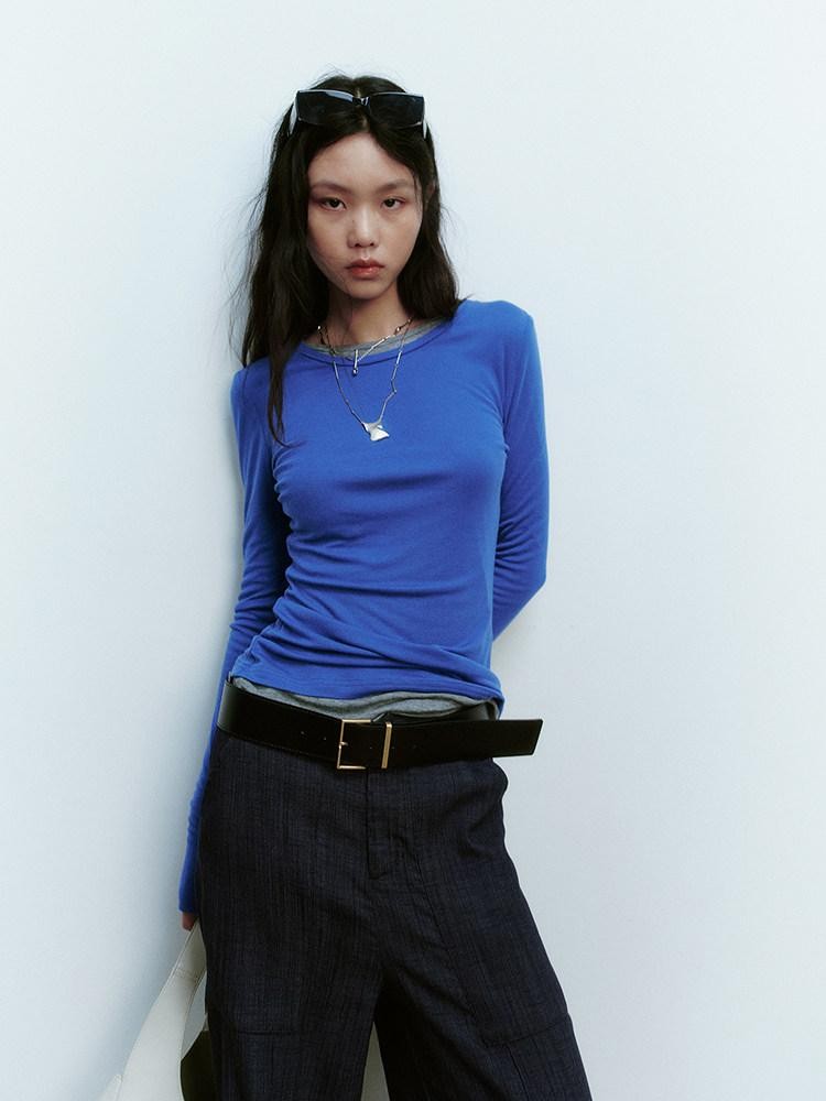 FUSSED Klein Blue Clean Fit Slim Crewneck Women&