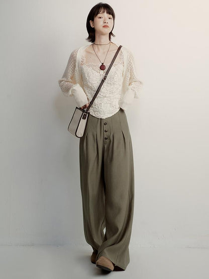 FUSSED Lace Jacquard Flat Knit Cream Bridal Runaway Cardigan