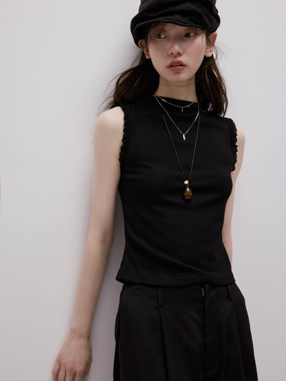 FUSSED_Lace_Trim_Mock_Neck_Side_Bust_Concealing_Slim_Cropped_Women&