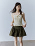 FUSSED_Layered_A_Line_Mid_Waist_Spliced_Lined_Side_Zipper_Youth_Cedar_Green_Mini_Skirt_MISSTT