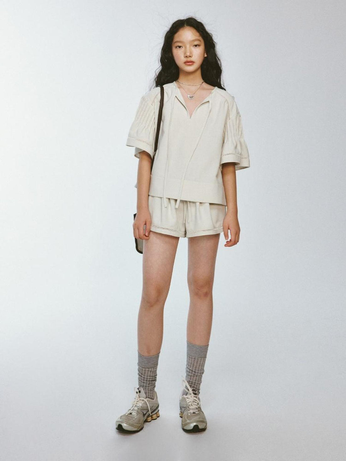 FUSSED Lazy Vacation Crochet Trimmed A Line Shorts In Apricot
