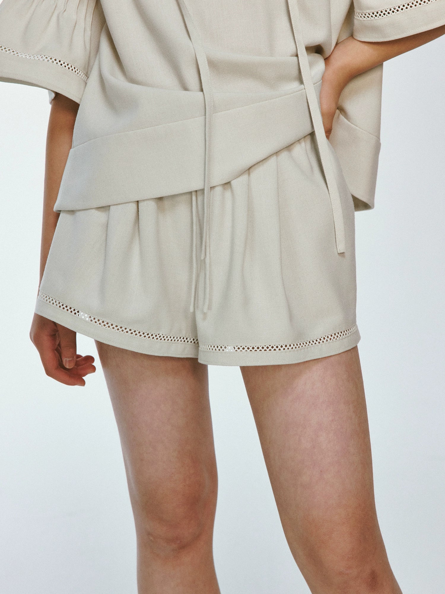 FUSSED_Lazy_Vacation_Crochet_Trimmed_A_Line_Shorts_In_Apricot_MISSTT