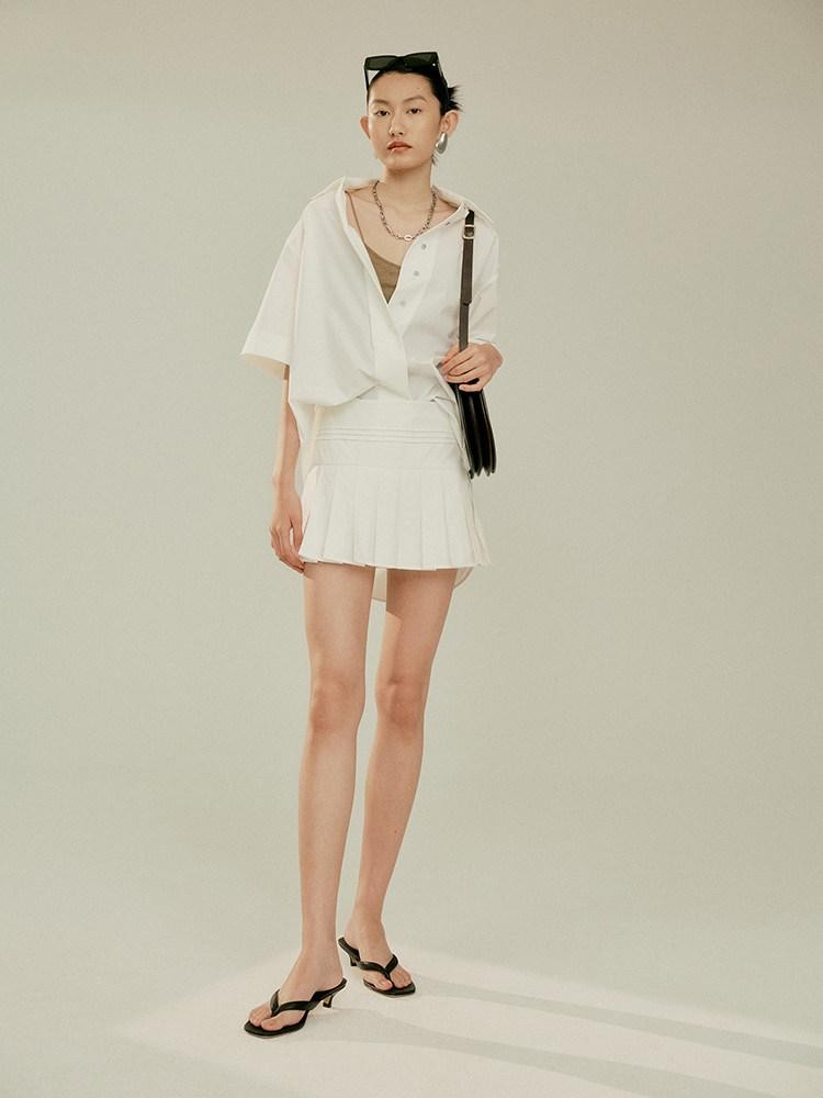 FUSSED Leg Lengthening Low Waist Pleated Women&