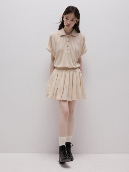 FUSSED Lotus Apricot Ribbed Jacquard Faux Two Piece Women&