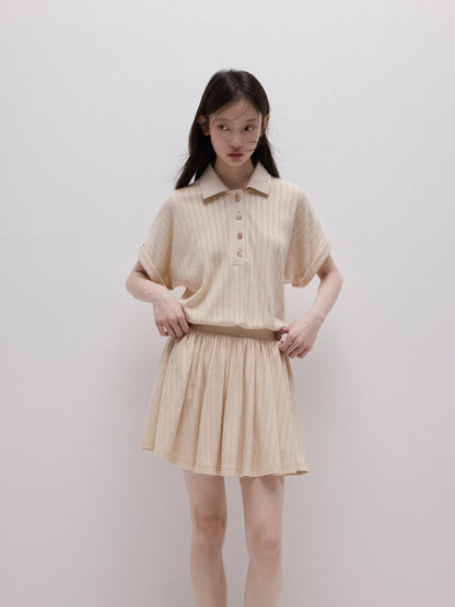 FUSSED Lotus Apricot Ribbed Jacquard Faux Two Piece Women&