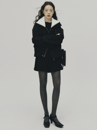 FUSSED Low Waist Stacked Ribbed Knit Dress with Raglan Sleeves
