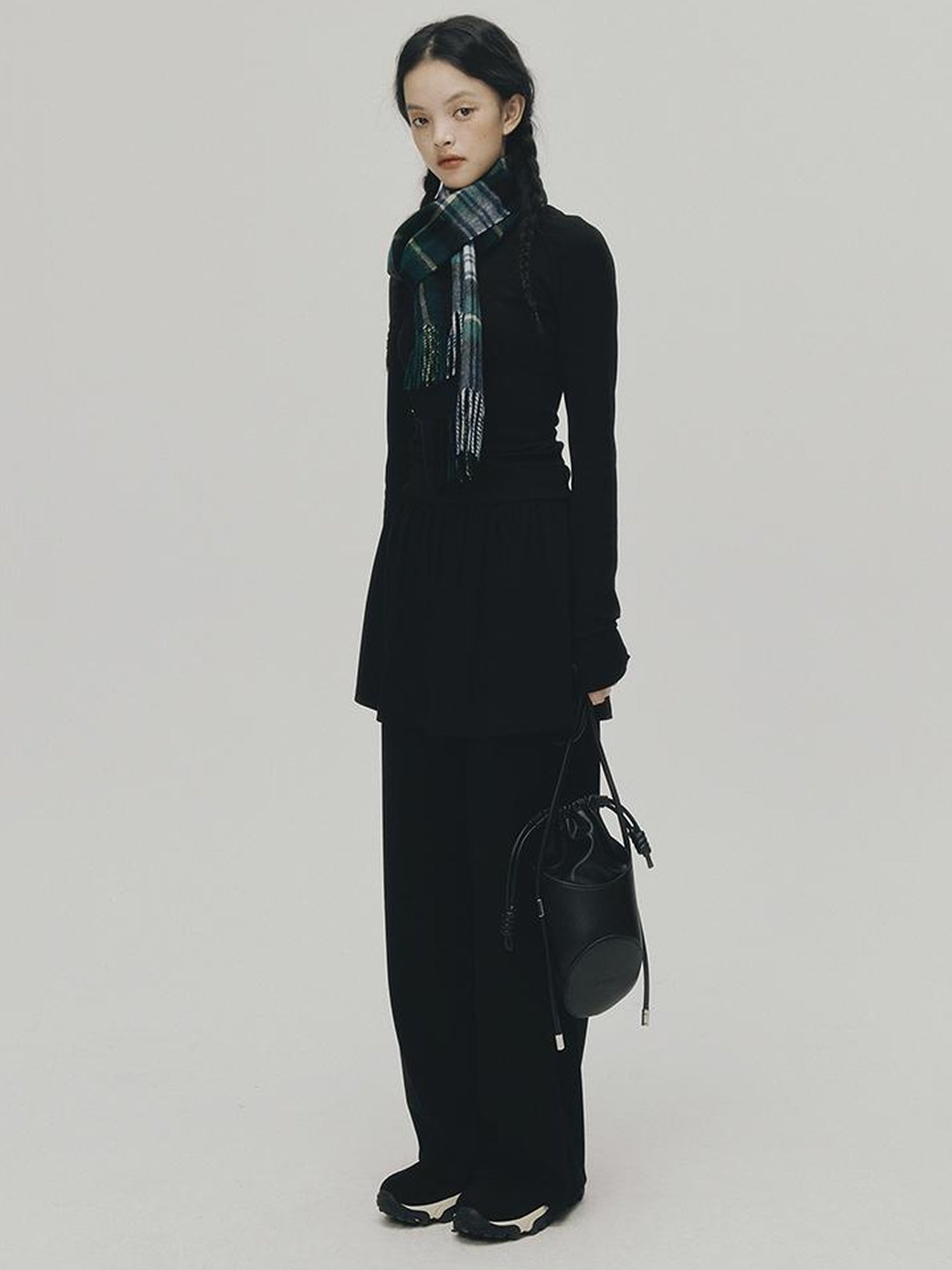 FUSSED Low Waist Stacked Ribbed Knit Dress with Raglan Sleeves