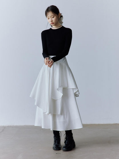 FUSSED Mall Quality College Patchwork Regular Women Mockneck Knit Sweater