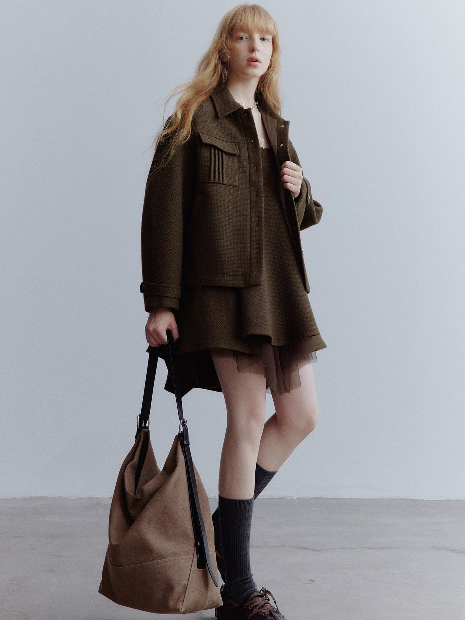 FUSSED Manta Deconstructed A Line Dress With Layered Mesh
