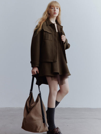 FUSSED Manta Deconstructed A Line Dress With Layered Mesh