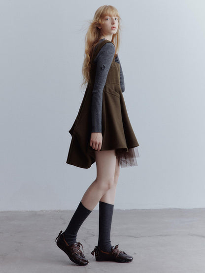 FUSSED Manta Deconstructed A Line Dress With Layered Mesh