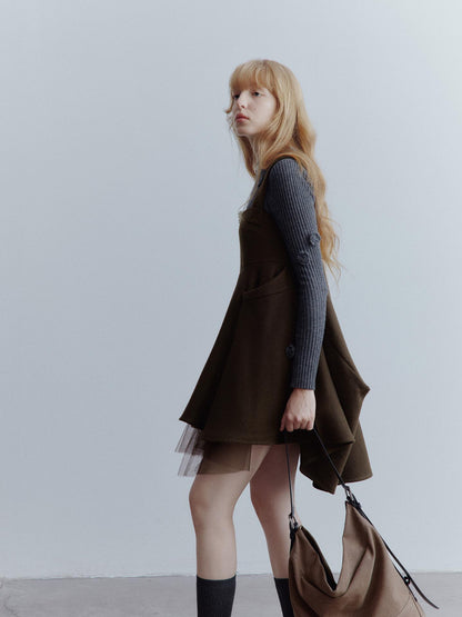 FUSSED Manta Deconstructed A Line Dress With Layered Mesh