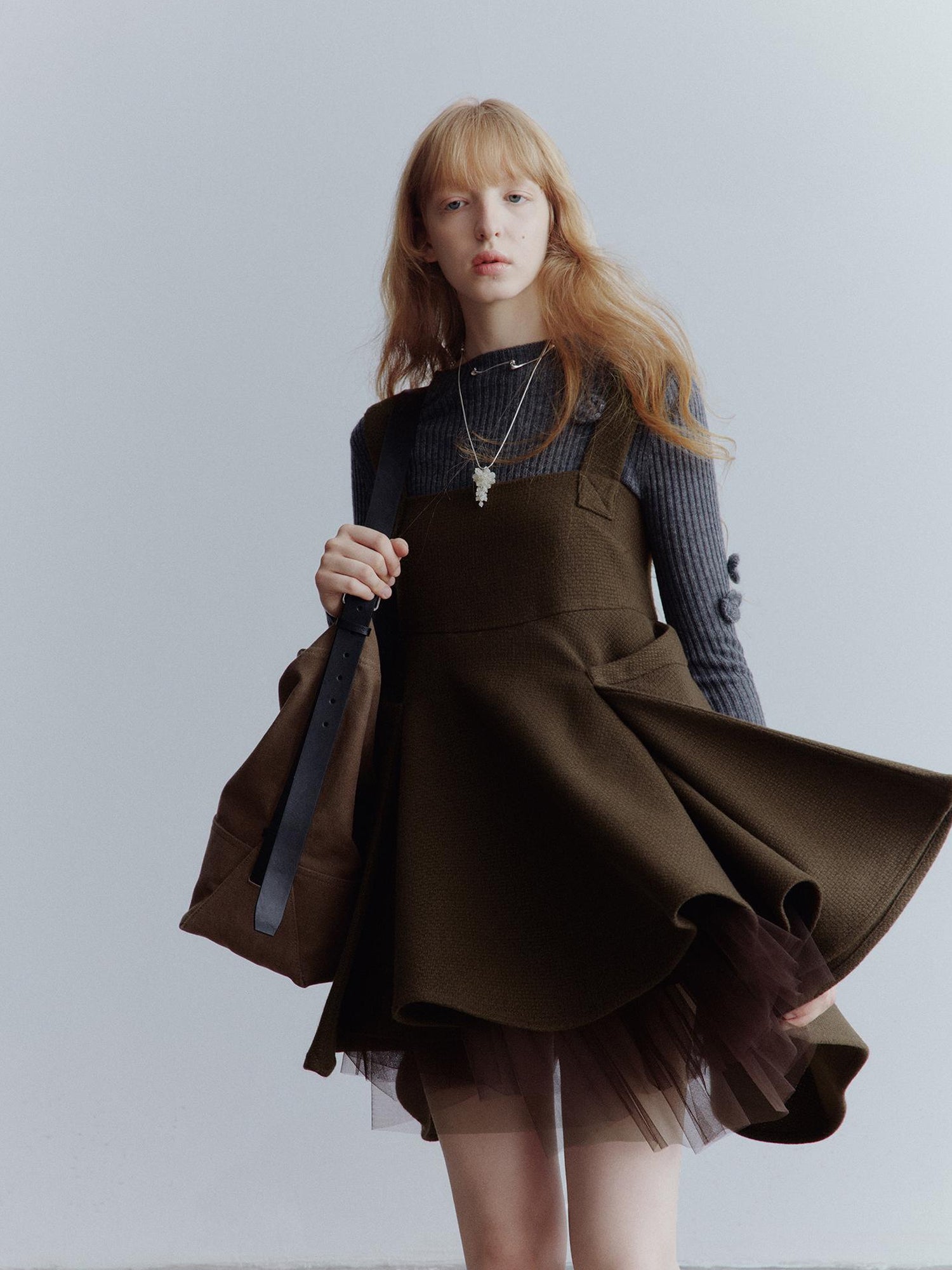 FUSSED Manta Deconstructed A Line Dress With Layered Mesh
