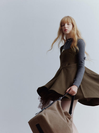 FUSSED Manta Deconstructed A Line Dress With Layered Mesh