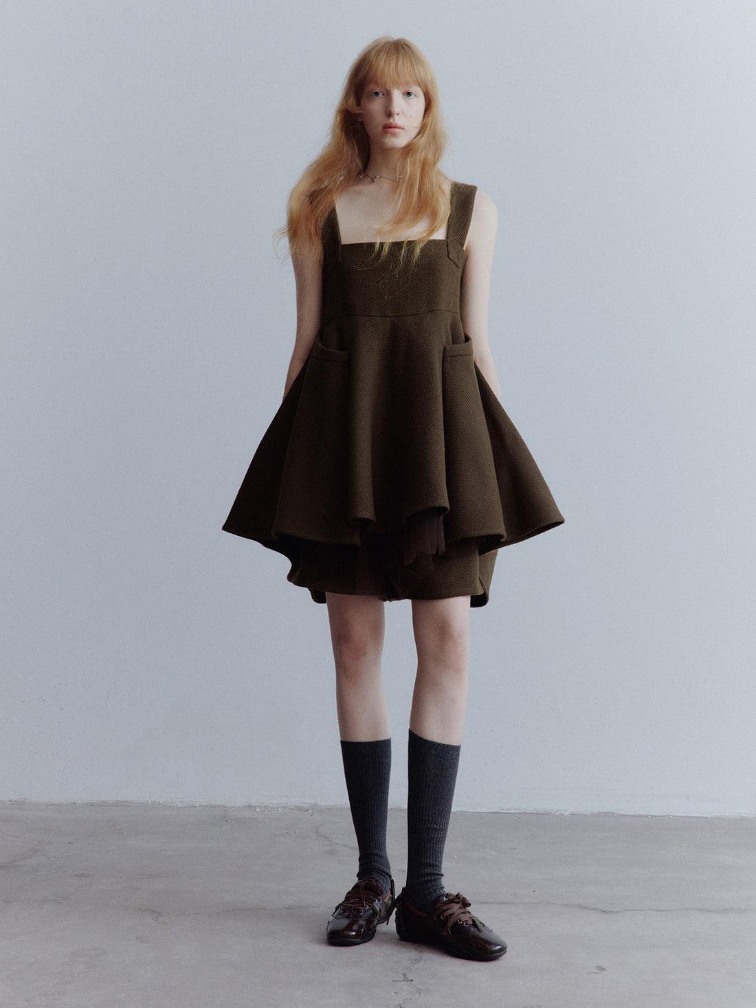 FUSSED Manta Deconstructed A Line Dress With Layered Mesh
