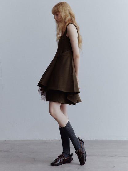 FUSSED Manta Deconstructed A Line Dress With Layered Mesh
