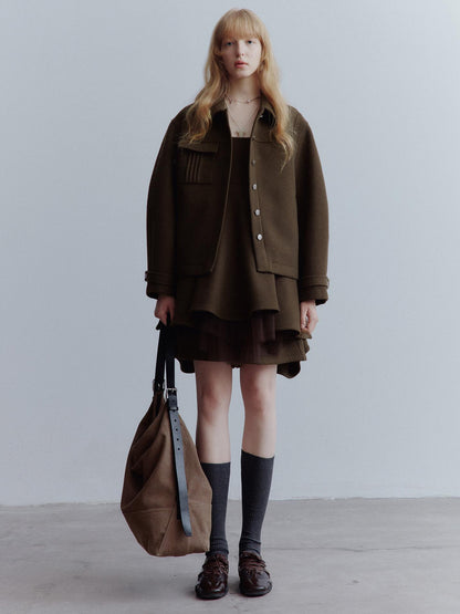 FUSSED Manta Deconstructed A Line Dress With Layered Mesh