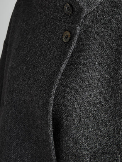 FUSSED Manta Wool Blend Textured Asymmetric Collar Coat