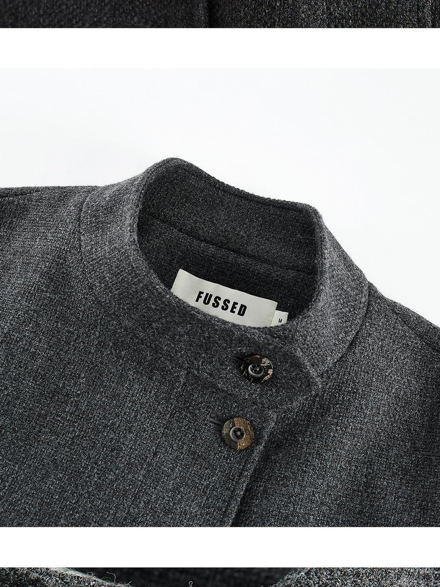FUSSED Manta Wool Blend Textured Asymmetric Collar Coat