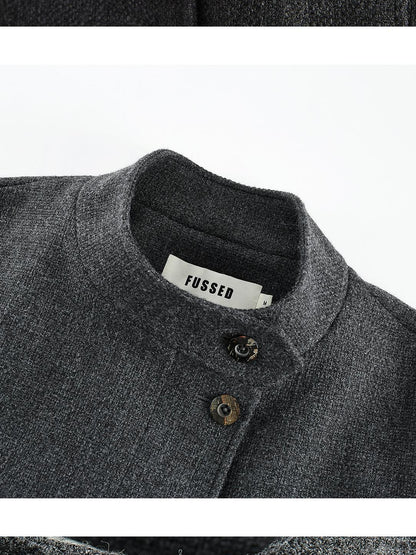 FUSSED Manta Wool Blend Textured Asymmetric Collar Coat