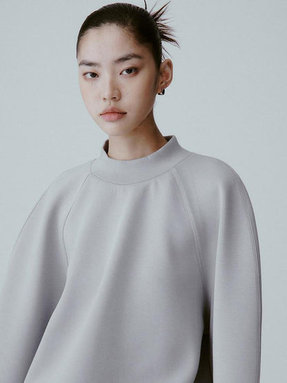 FUSSED Mercury Gray Structured Airy Minimalist Crewneck Raglan Women&