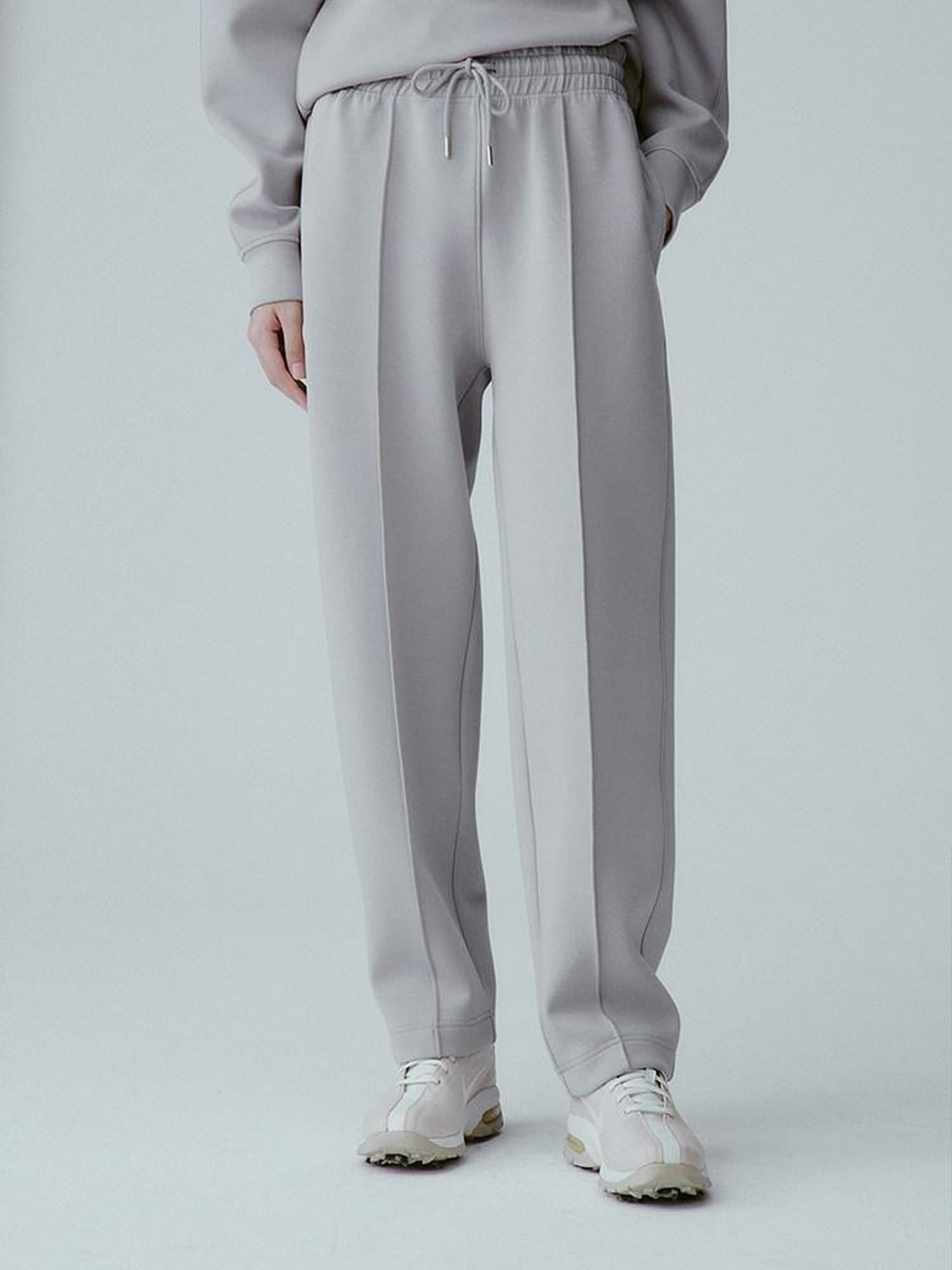 FUSSED Mercury Gray Structured Airy Minimalist Crewneck Raglan Women&