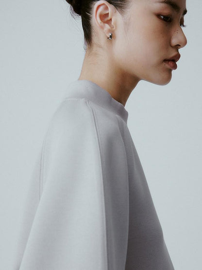 FUSSED Mercury Gray Structured Airy Minimalist Crewneck Raglan Women&