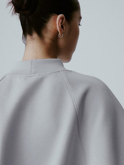 FUSSED Mercury Gray Structured Airy Minimalist Crewneck Raglan Women&