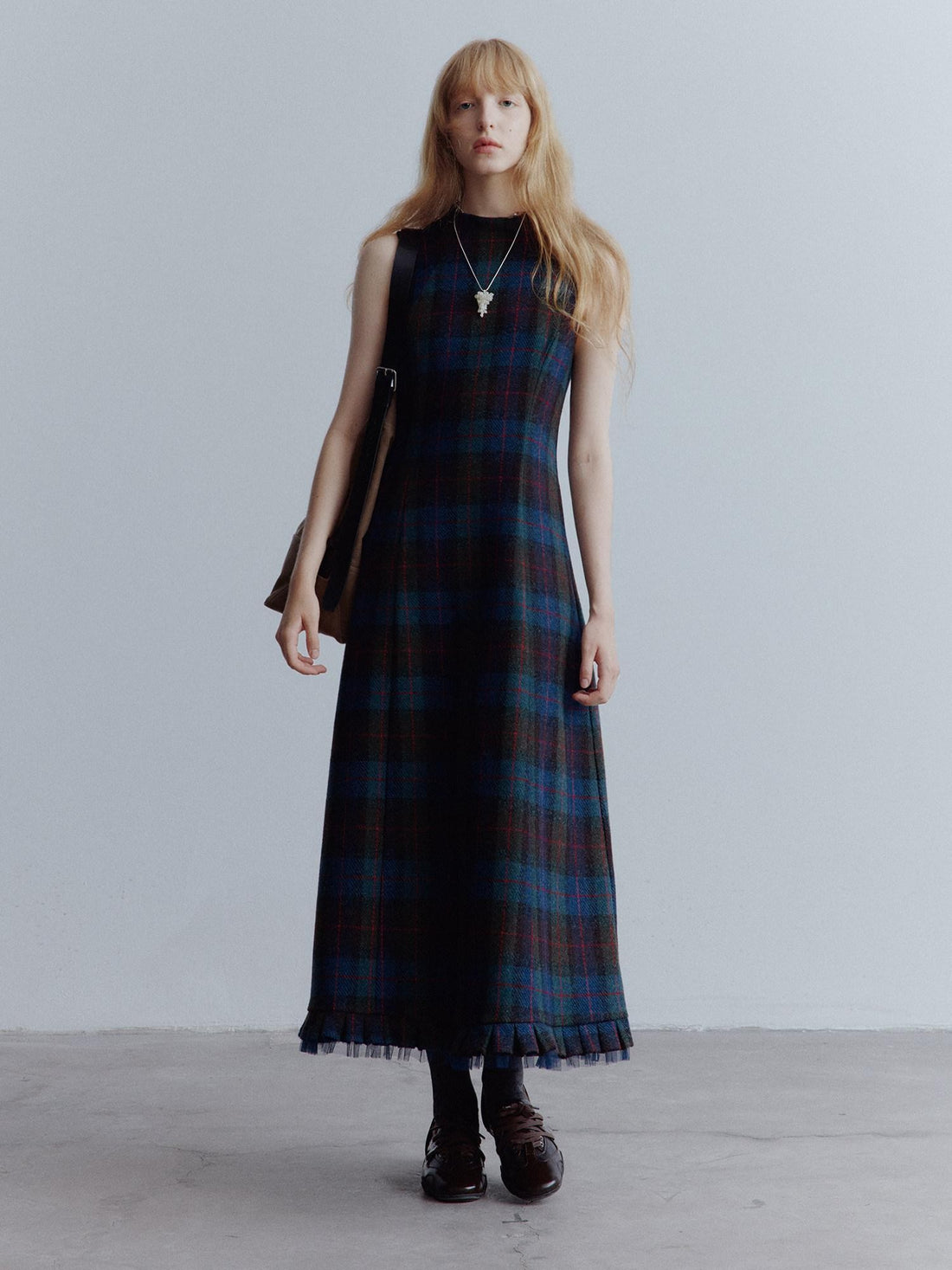 FUSSED Mesh Hem Splice Harris Plaid Women&