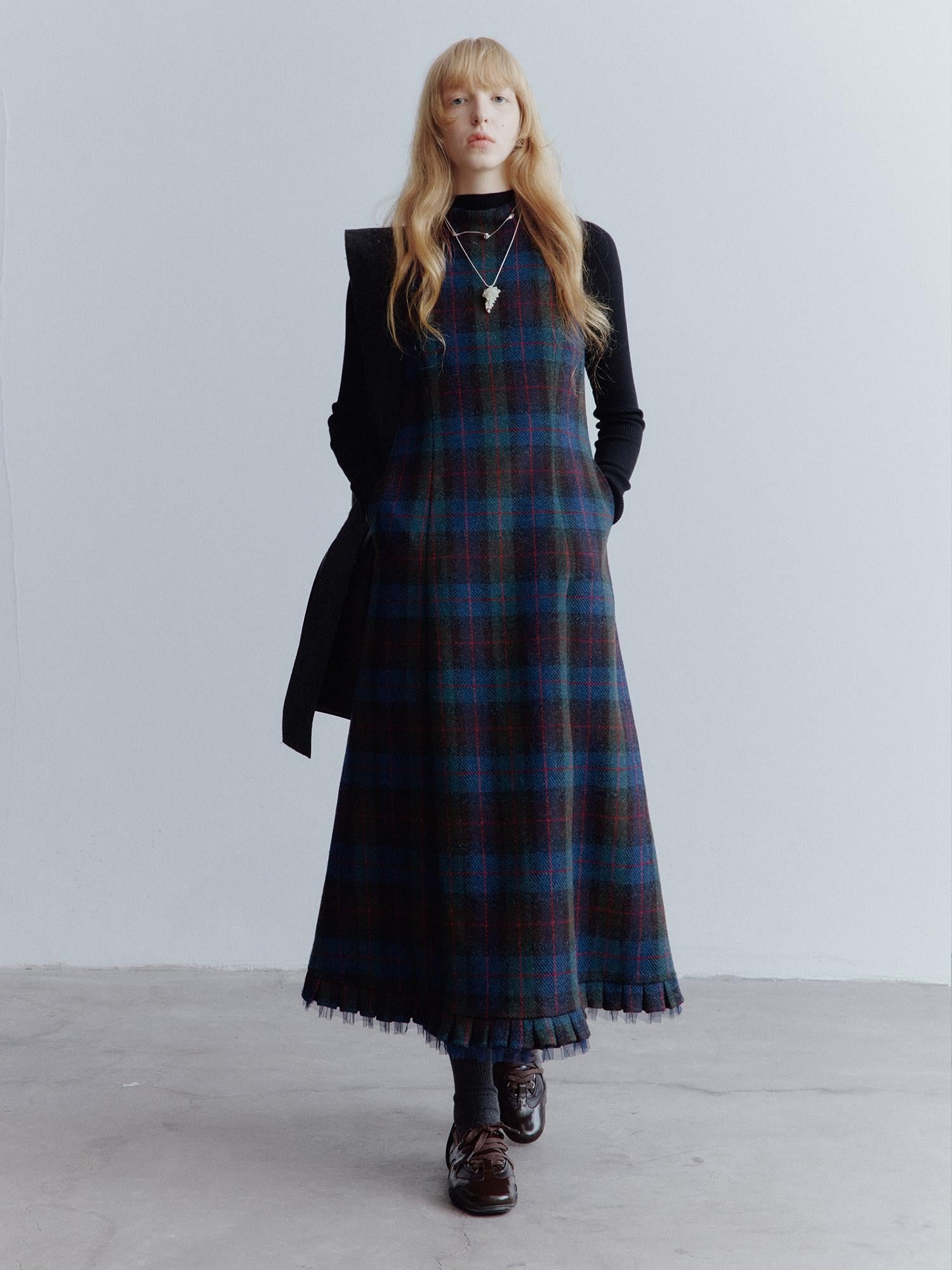 FUSSED Mesh Hem Splice Harris Plaid Women&
