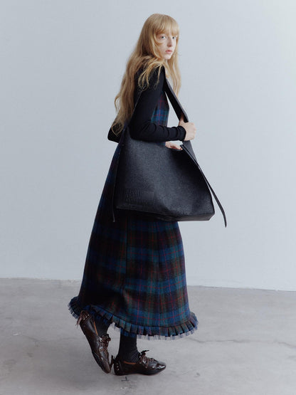 FUSSED Mesh Hem Splice Harris Plaid Women&