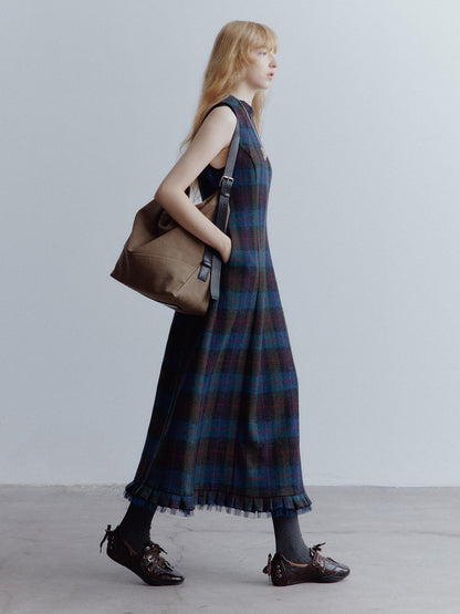 FUSSED Mesh Hem Splice Harris Plaid Women&